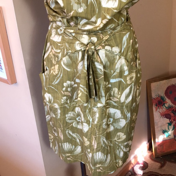 VINTAGE Ann Taylor Size Large 12 Hawaiian Tank Skirt Green 60’s Luau Vibe Cotton - Picture 9 of 16